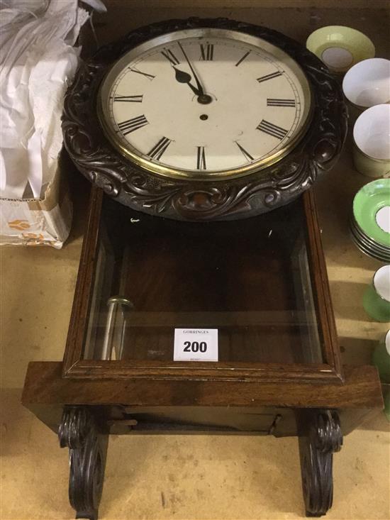 A Victorian carved mahogany drop dial wall timepiece, 24in.